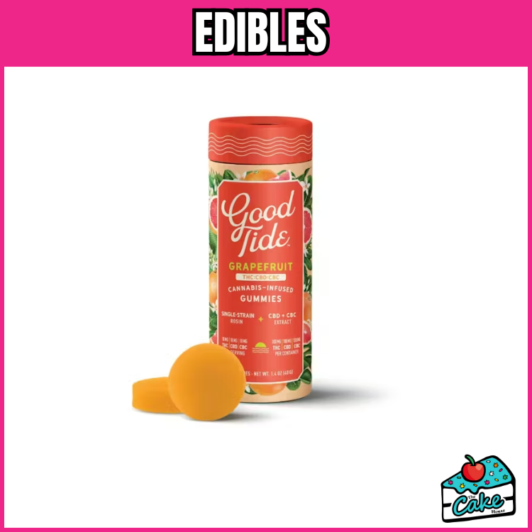 Photograph of product: Good Tide - 200MG 1:1:1 THC/CBD/CBC Gummies - Grapefruit