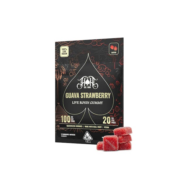 Photograph of product: Guava Strawberry | Live Rosin | 100mg Gummies