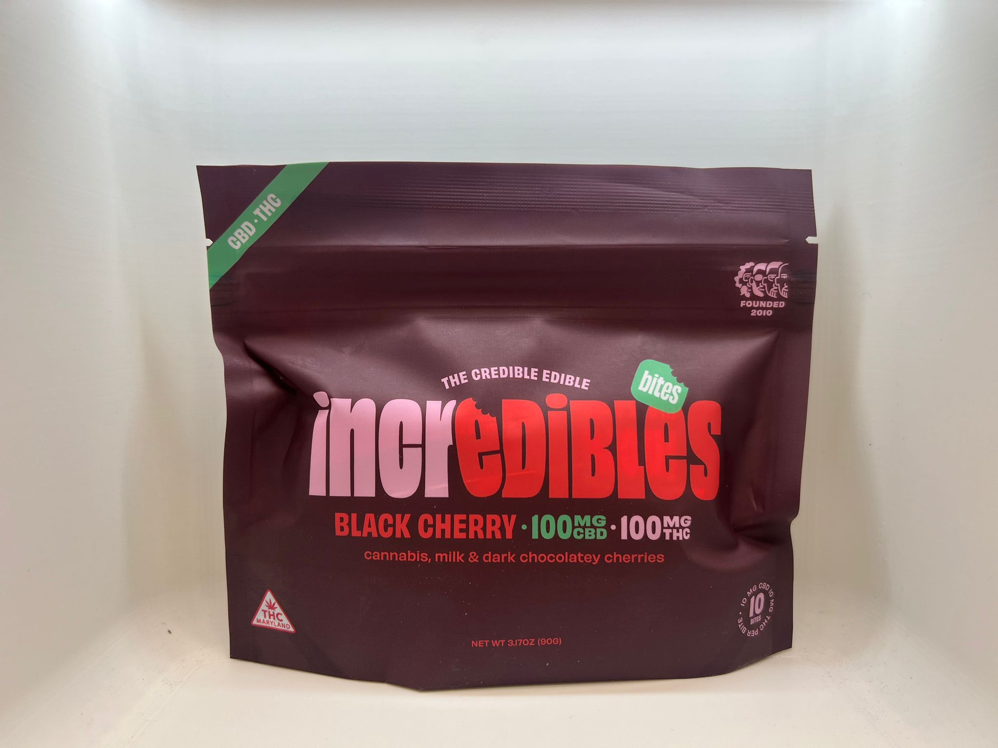 Photograph of product: Incredibles Black Cherry Chocolate (1:1 TH-oui:CBD) 10mg