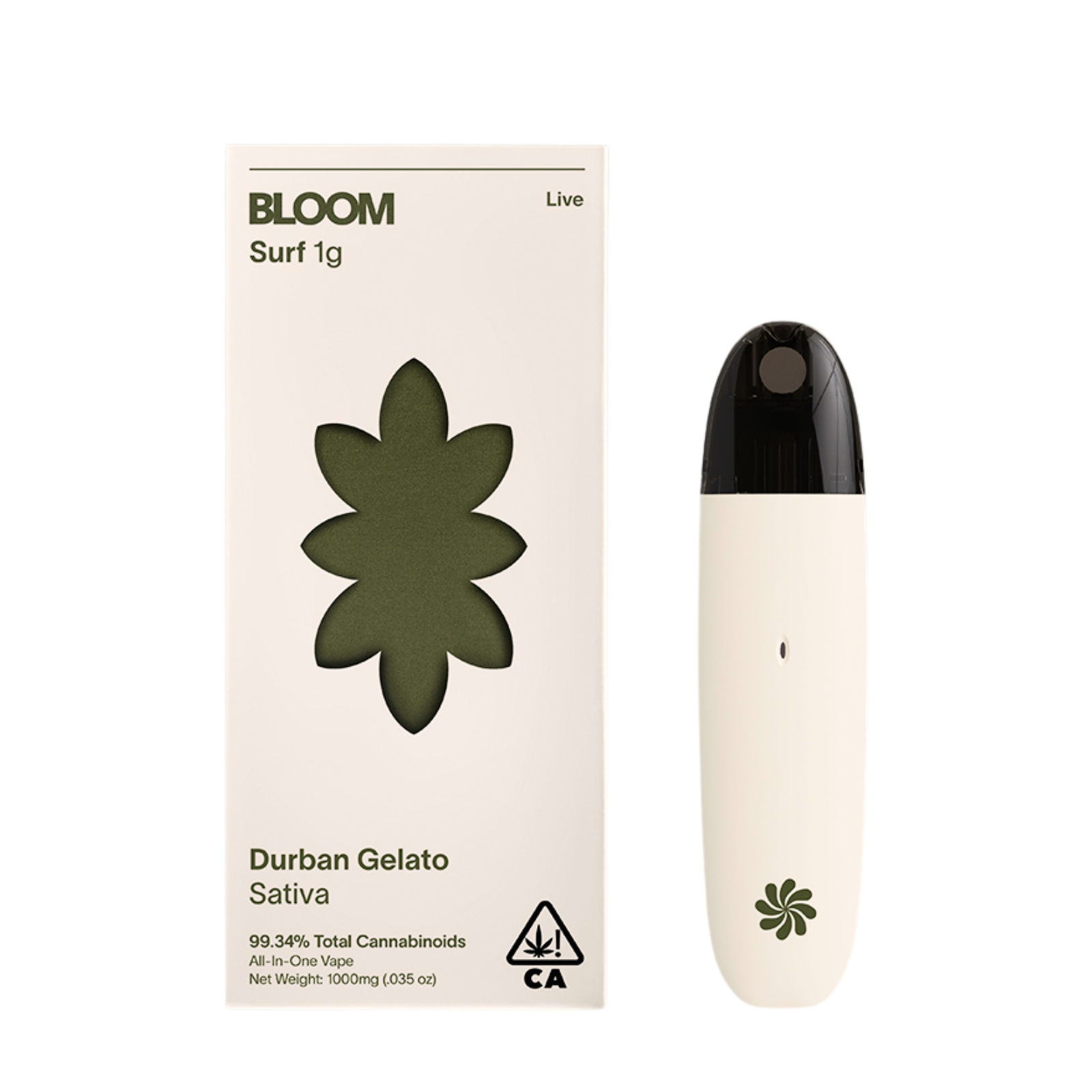 Photograph of product: BLOOM | Vape Cartridge | Disposable | Live Resin | Durban Gelato