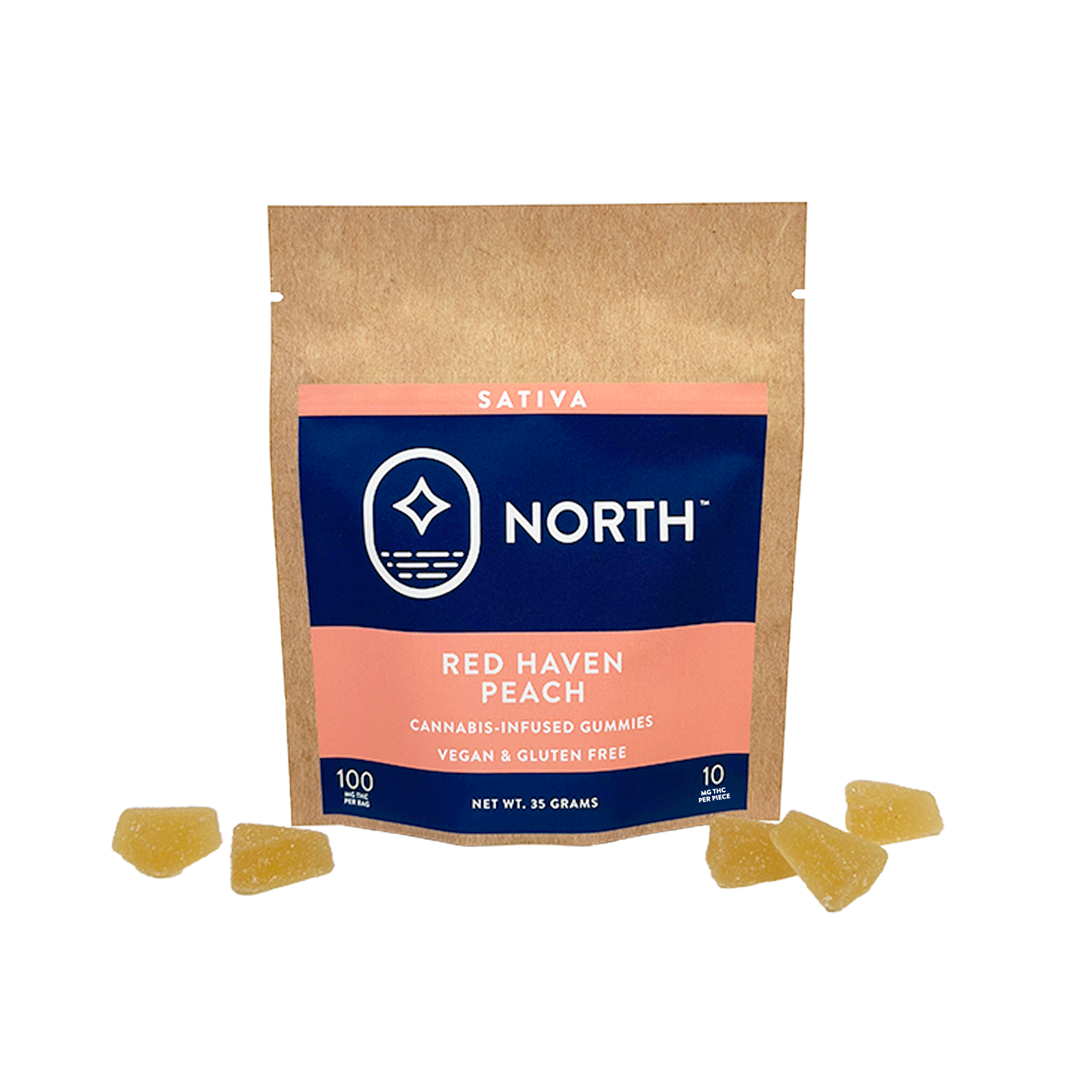 Photograph of product: Red Haven Peach Oui'd Gummies - Vegan (10mg Each | 100mg Total)