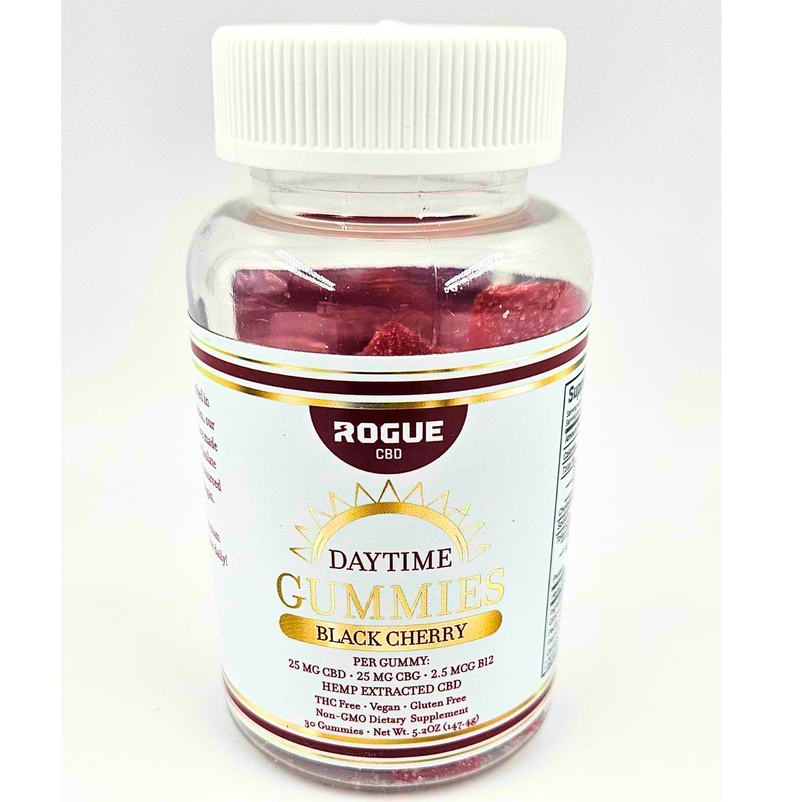 Photograph of product: ROGUE | EDIBLE  | GUMMIES | CBD:CBG:B12 | Black Cherry | 750MG