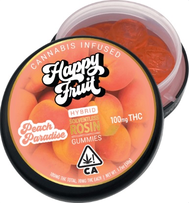 Photograph of product: Happy Fruit | Peach Paradise Rosin Gummies | 100mg