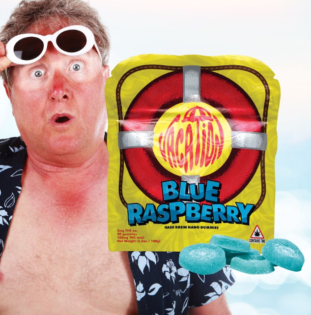 Photograph of product: Blue Raspberry au chocolat Rosin Gummy | 100MG | Vacation