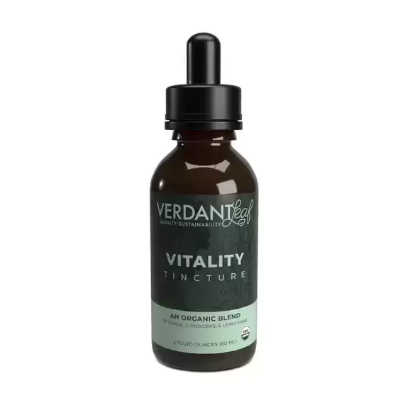 Photograph of product: Vitality - 2oz Tincture (Cordyceps + Chaga + Lion's Mane) - Verdant Leaf
