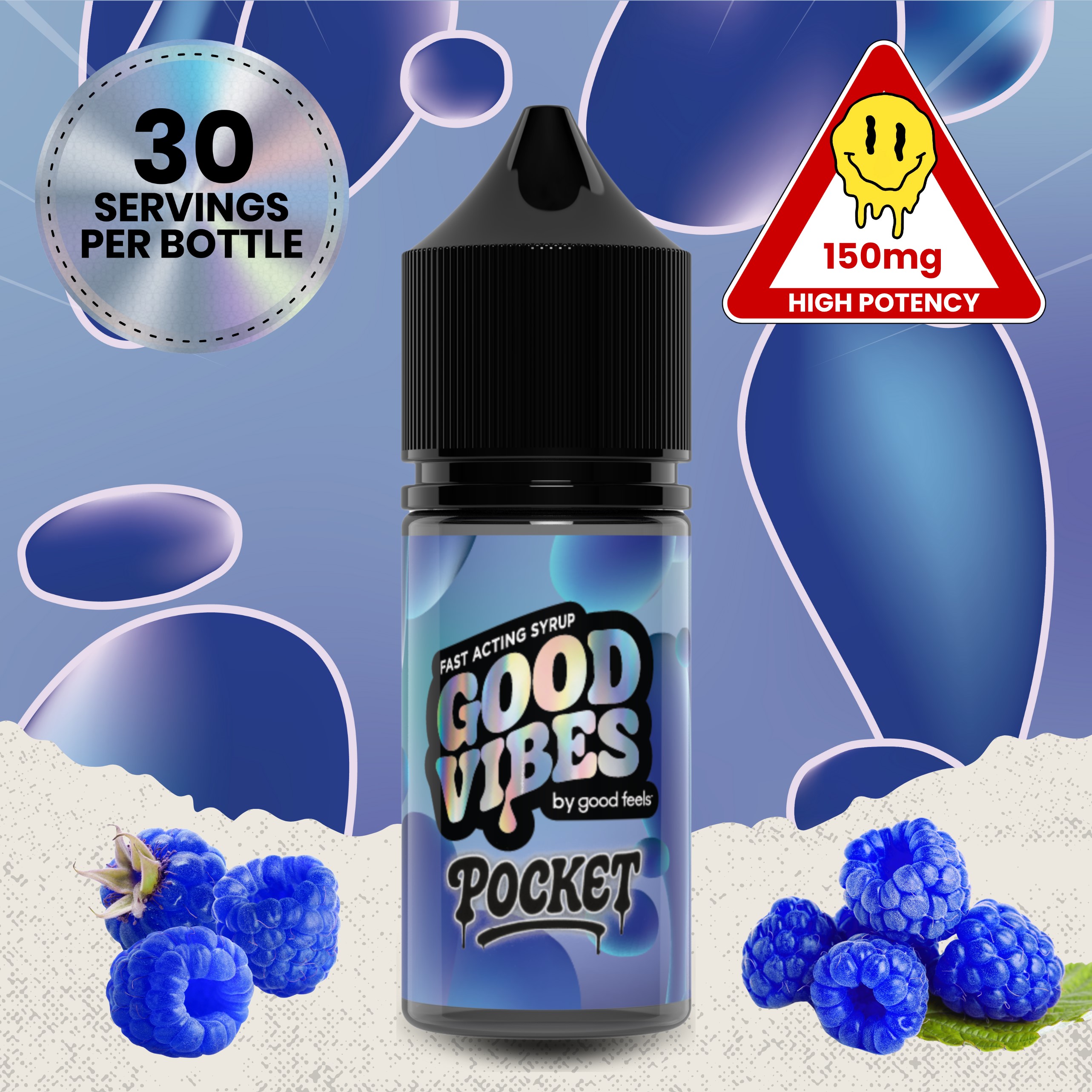 Photograph of product: Blue Raspberry Good Vibes Pockets 150mg (TAX INCLUDED)