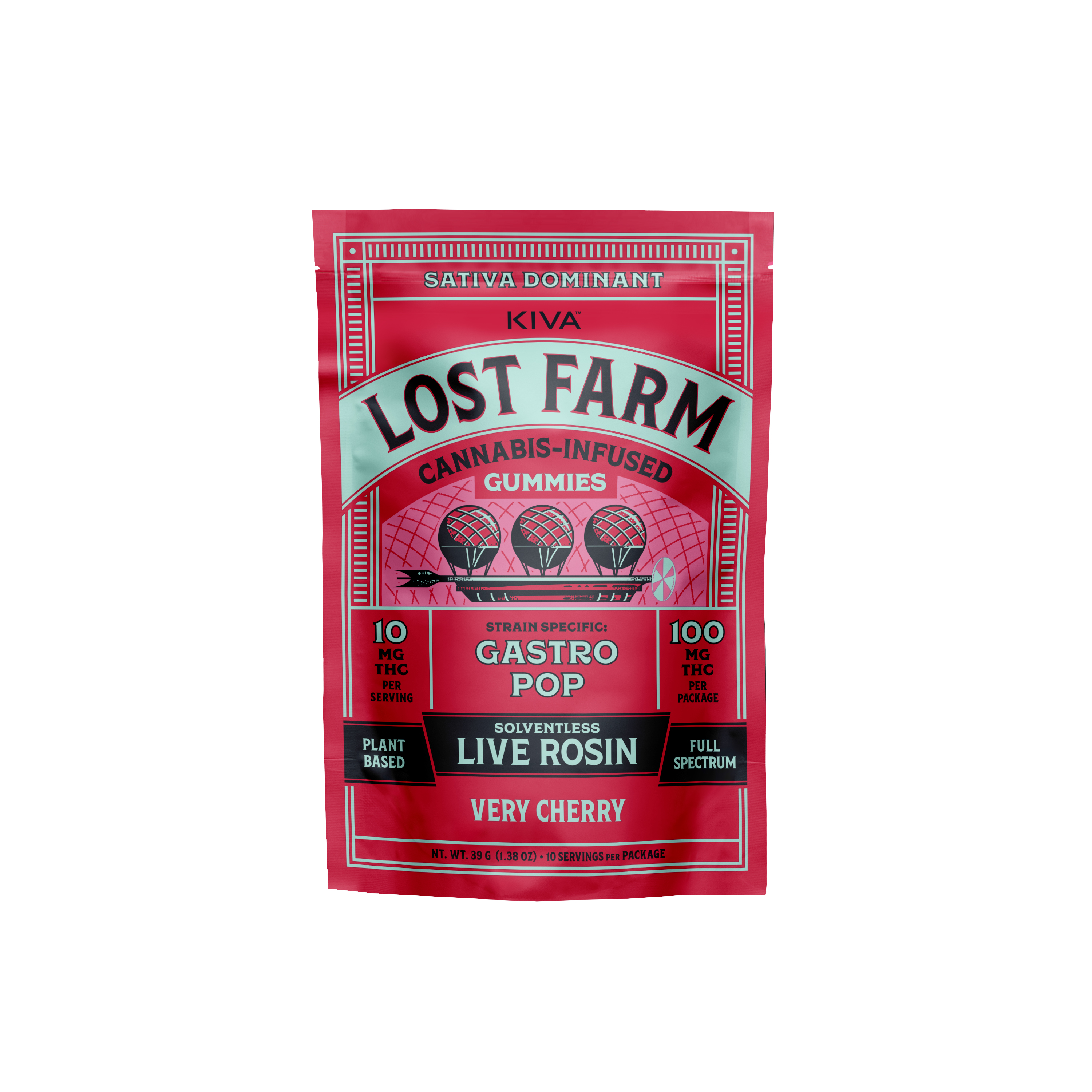 Photograph of product: Lost Farm Live Rosin Very Cherry Gummies 100mg (10mg ea | 10-Pack)