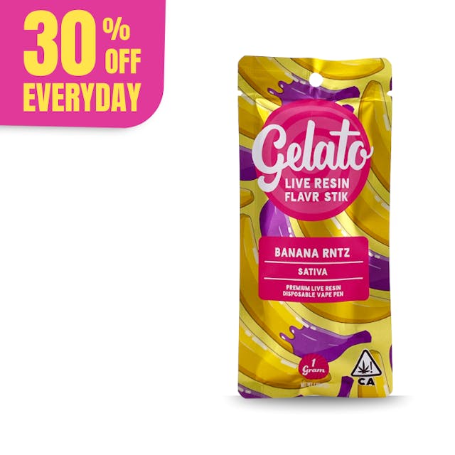 Photograph of product: Gelato Live Resin AIO | 1g - Banana Rntz - Disposable - Oui'd - 