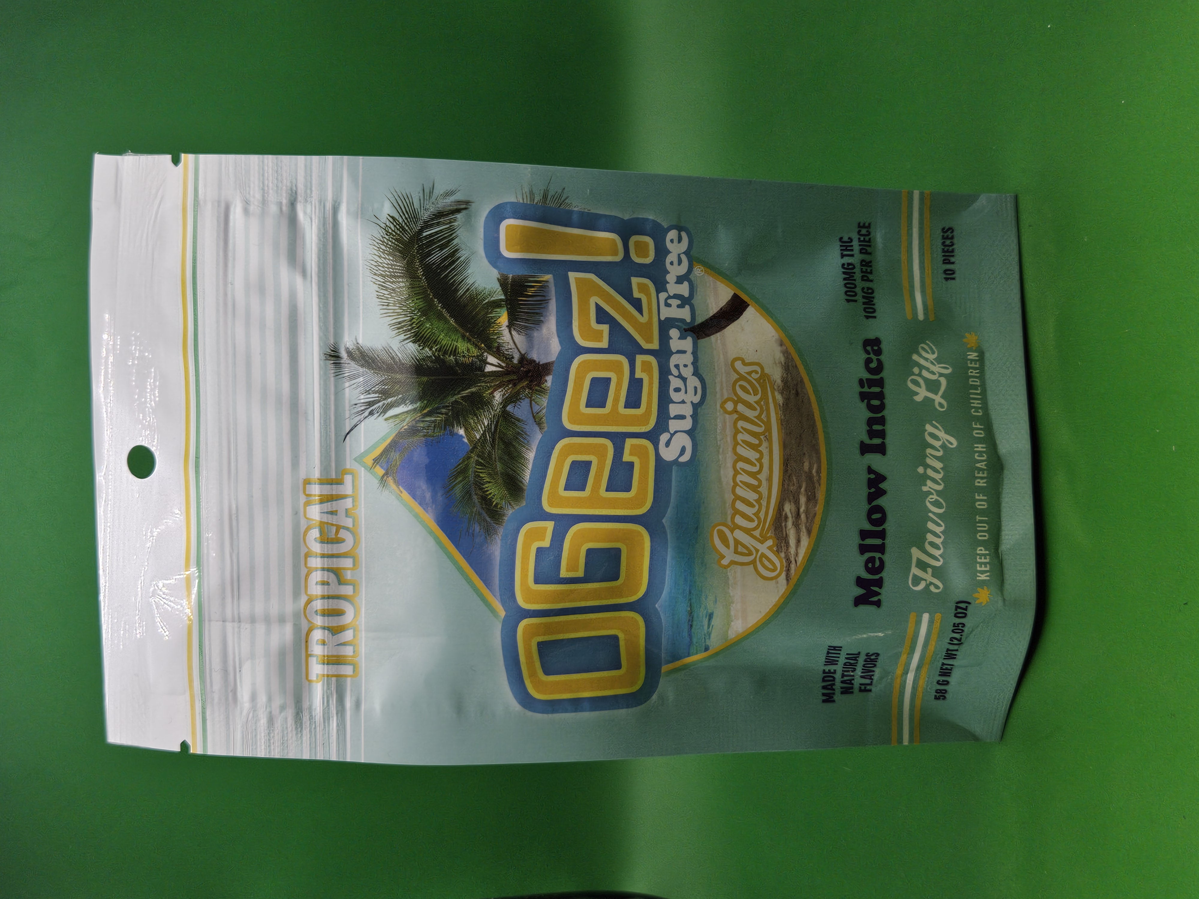 Photograph of product: OGeez! Tropical Mellow Oui'd Sugar Free 10pk/100mg
