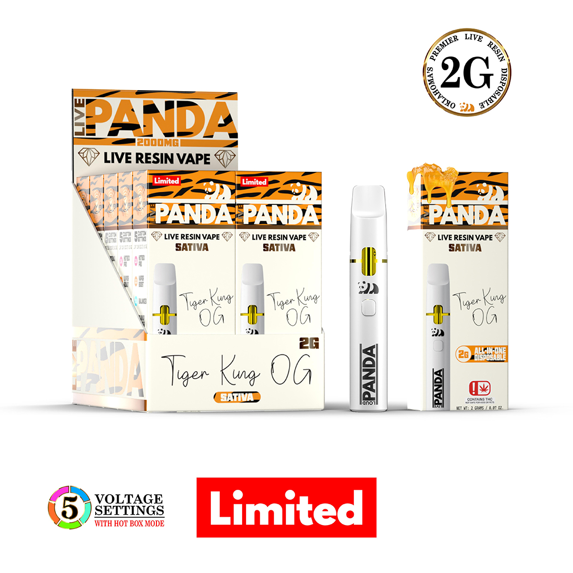 Photograph of product: Loud Panda | Live Resin Disposable Vape | Tiger King OG | 2g