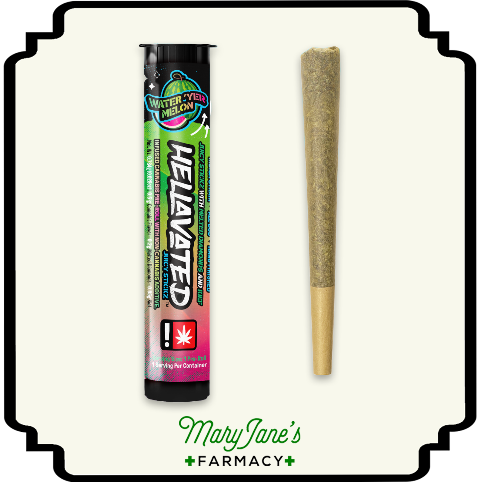 Photograph of product: Water 'Yer Melon Juicy Stickz Infused Flavored Pre-roll | .75g