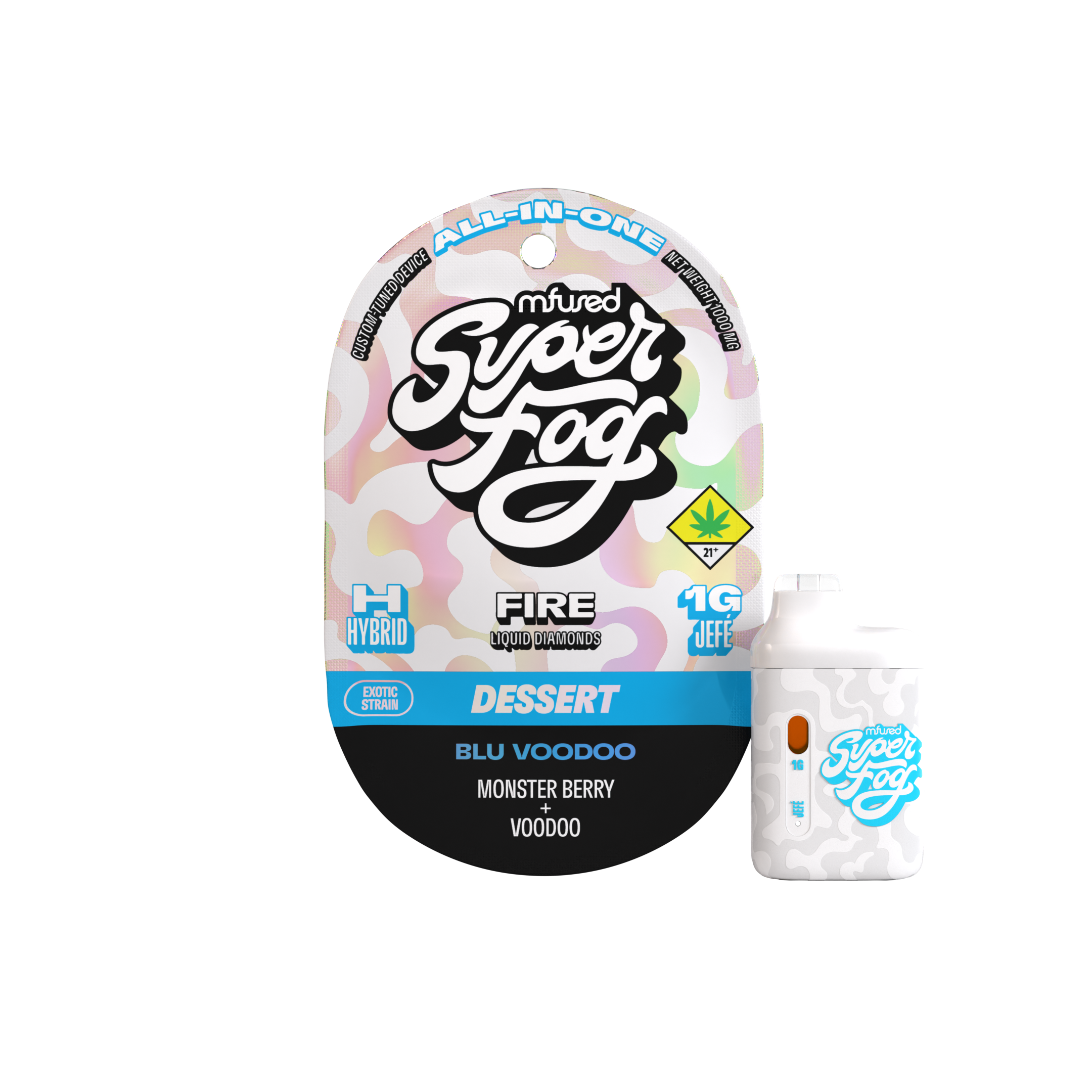 Photograph of product: Mfused Fire - Blue Voodoo (H) - Vape - Liquid Diamonds Disposable - 1g