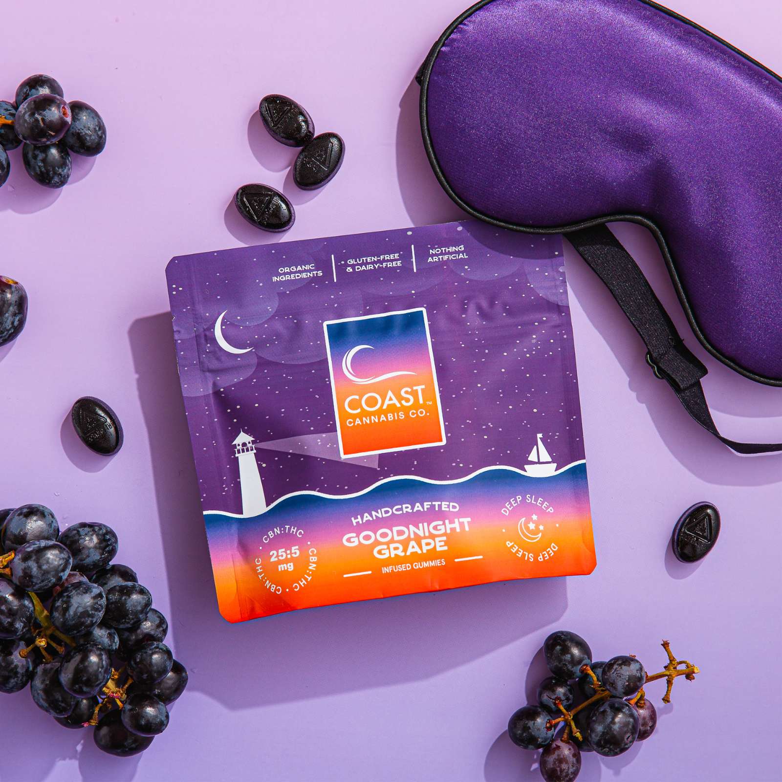 Photograph of product: Coast GoodNight Grape 5:1 Deep Sleep Gummies 5mg 20pc