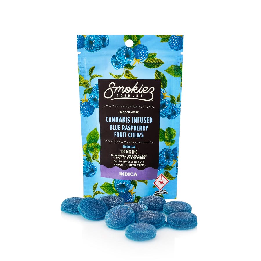 Photograph of product: Gummies 100mg - Smokiez - Blue Raspberry