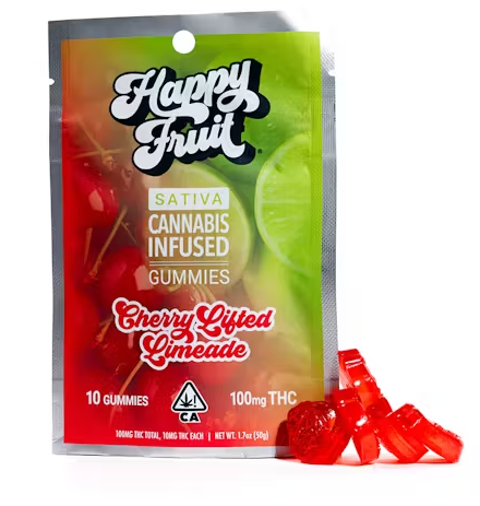 Photograph of product: Cherry Lifted Limeade [S] | 100MG (10pk) Distillate Gummies | Happy Fruit