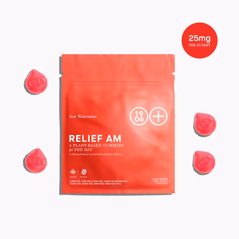 Photograph of product: 1906 | Relief AM Gummy 4pk, 100mg