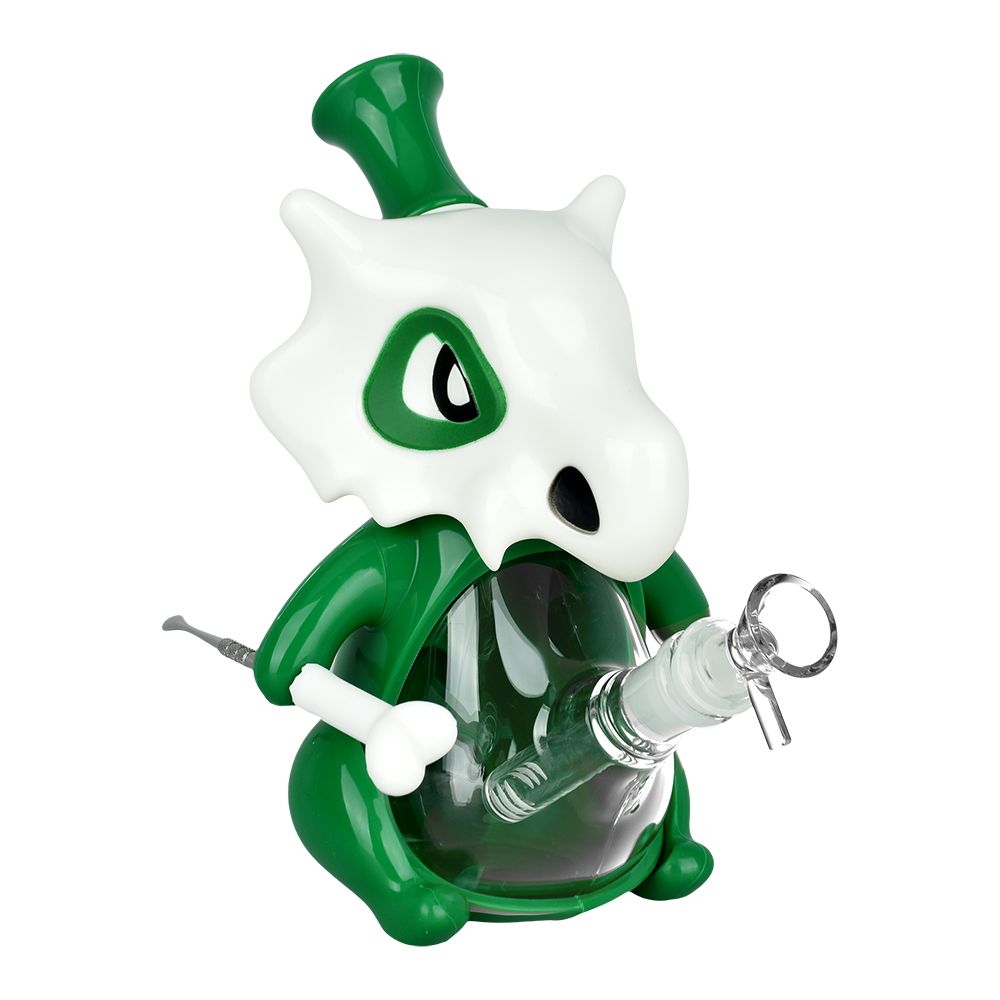 Photograph of product: Cute Skull Silicone & Glass Water Pipe + Stir Tool | 8.75" | 14mm F |