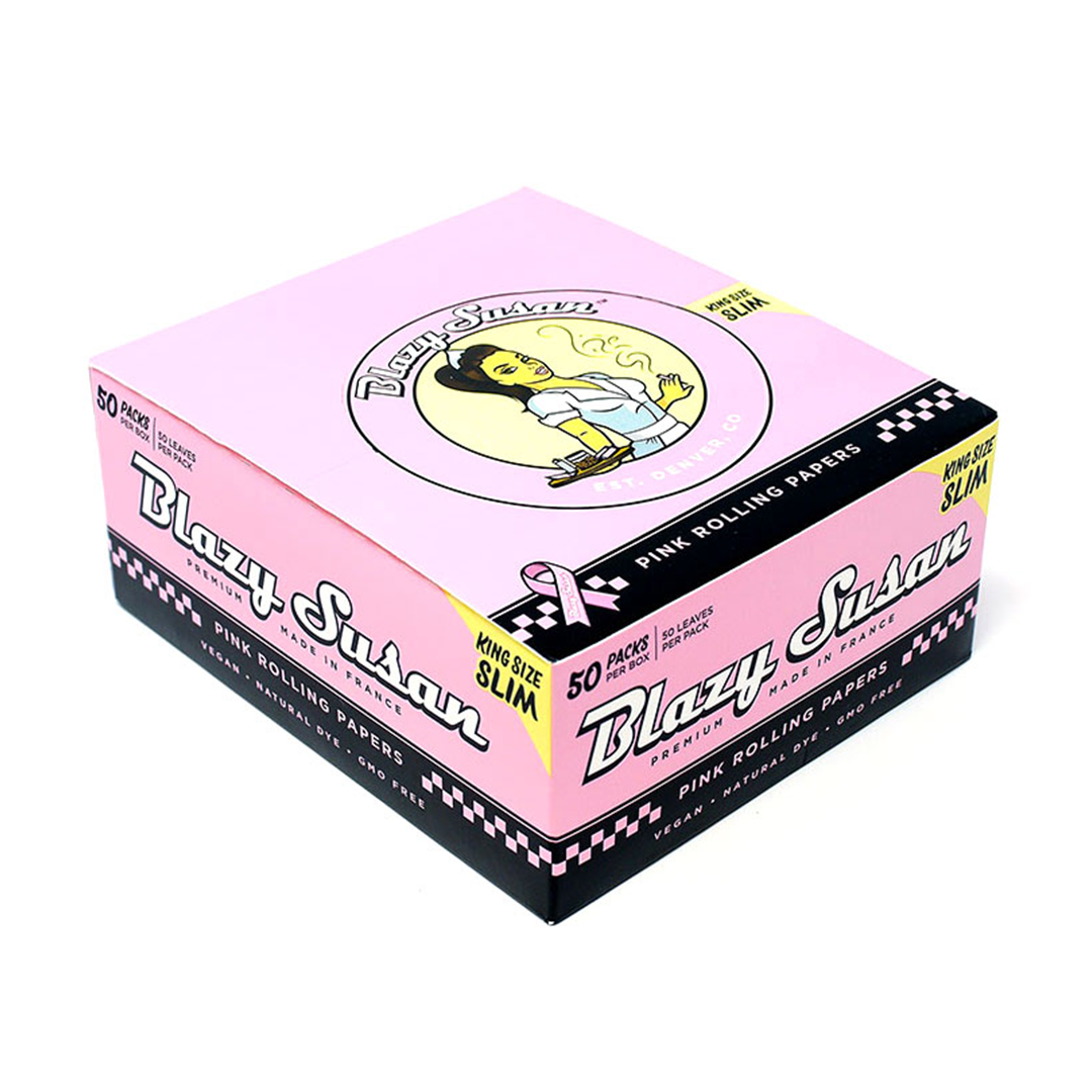 Photograph of product: Blazy Susan | Pink rolling papers | King Size