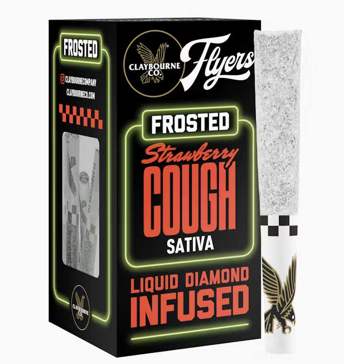 Photograph of product: STRAWBERRY COUGH FROSTED FLYERS LIQUID DIAMOND INFUSED PREROLLS 5 PACK 2.5G