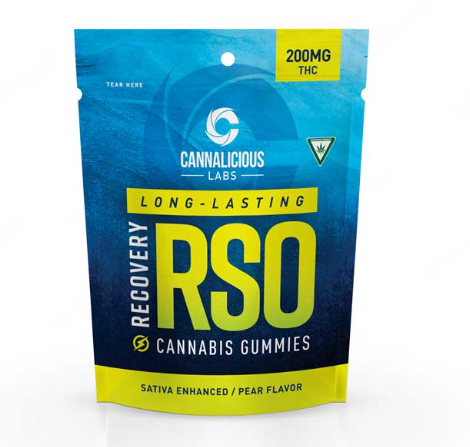 Photograph of Product: Cannalicious - Gummies - 200mg RSO Recovery - Pear - Sativa
