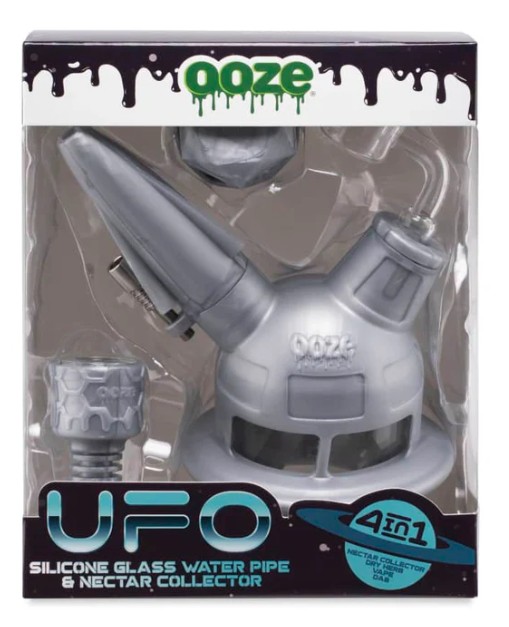 Photograph of product: CTRN | Ooze | UFO | Silicone Water Pipe & Nectar Collector | Stellar Silver  | 1