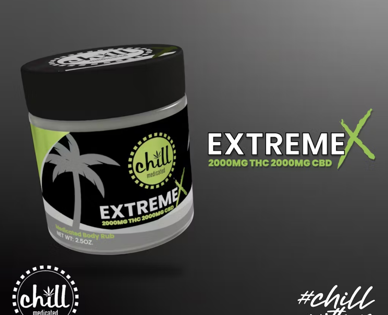 Photograph of product: Chill Medicated: Extreme X Body Rub 2000MG TH-oui:CBD
