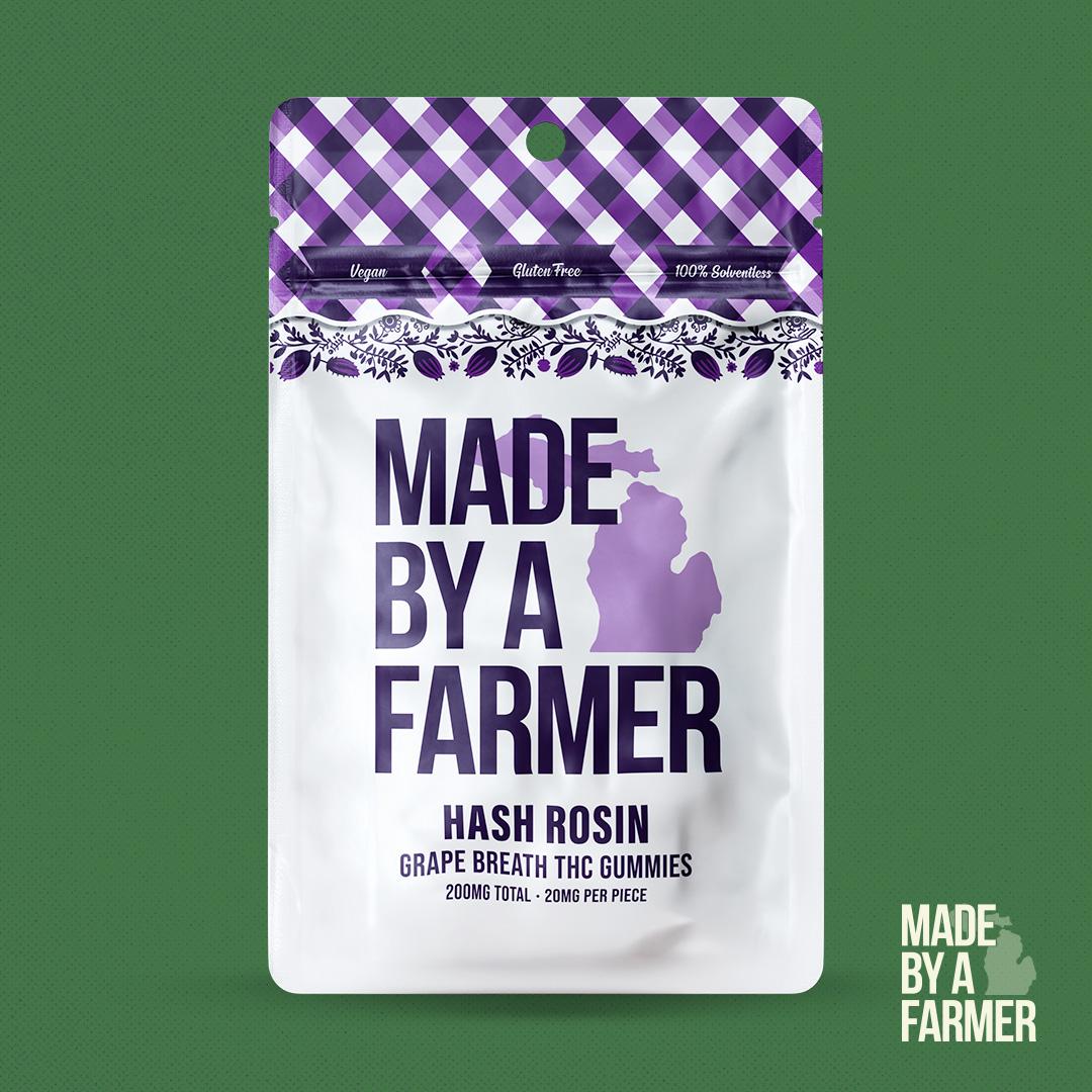 Photograph of Product: Made By A Farmer | Grape Breath | Hash Rosin Infused Gummies | 200mg | Indica