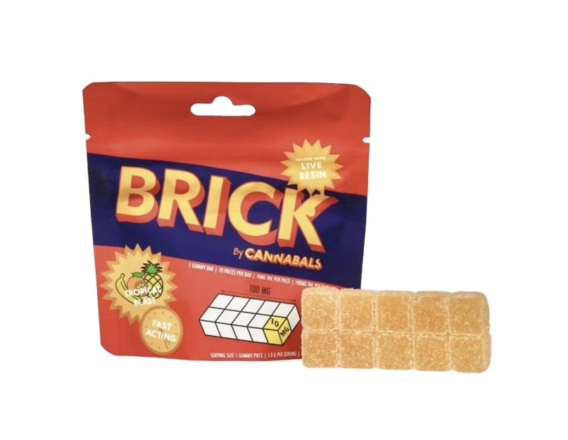 Photograph of product: Cannabals Tropical Blast Live Resin 10pk Brick 100mg Oui'd 10mg EA
