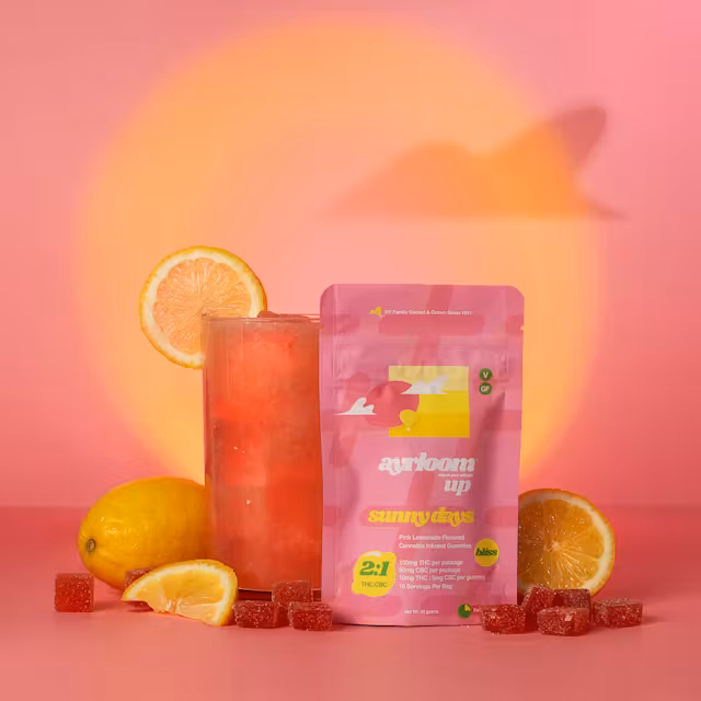 Photograph of product: Ayrloom Pink Lemonade "Sunny Days" Gummies | 2:1 10mg TH-oui : 5mg CBC