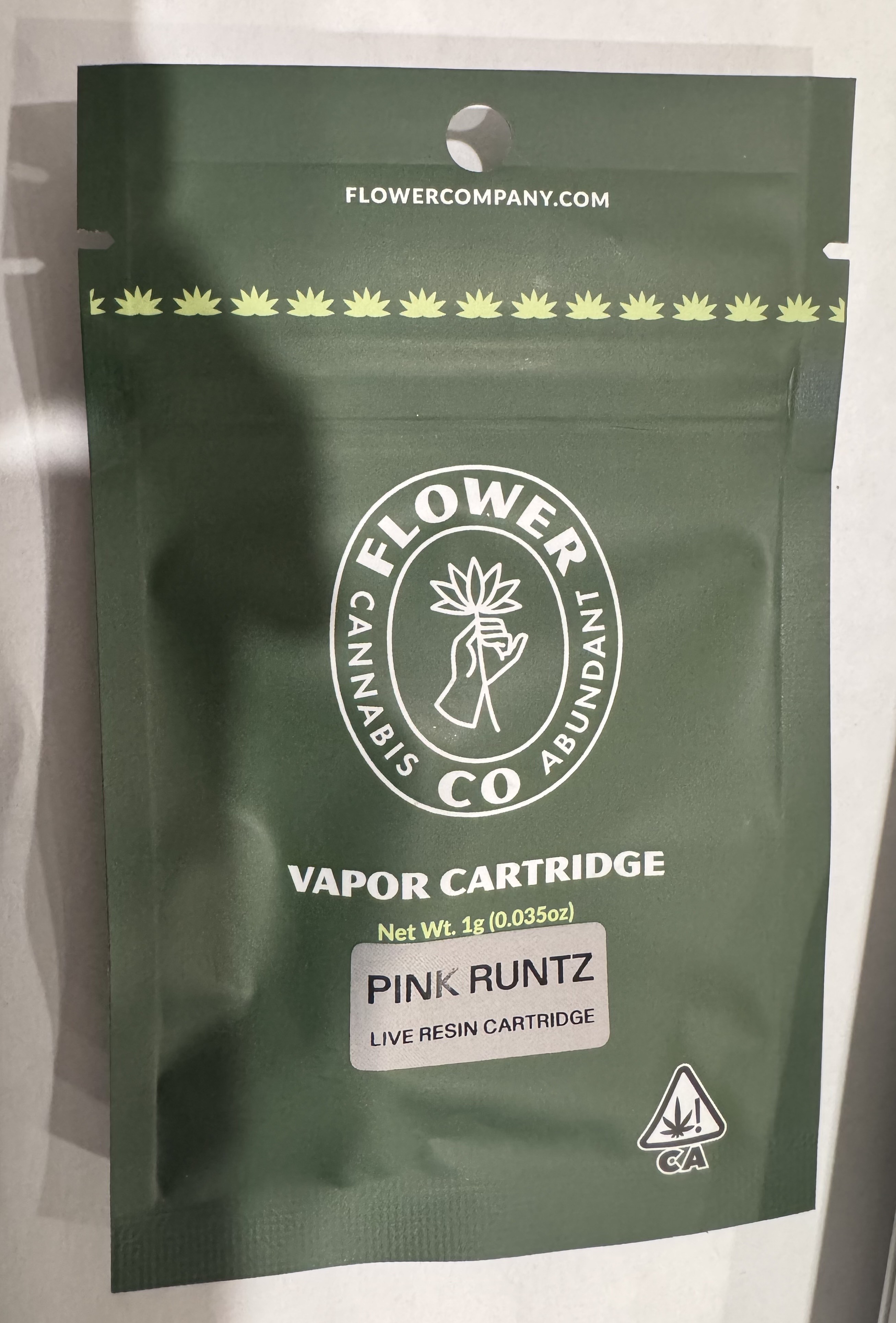 Photograph of product: PINK RUNTZ 1G LIVE RESIN CARTRIDGE - 1 G