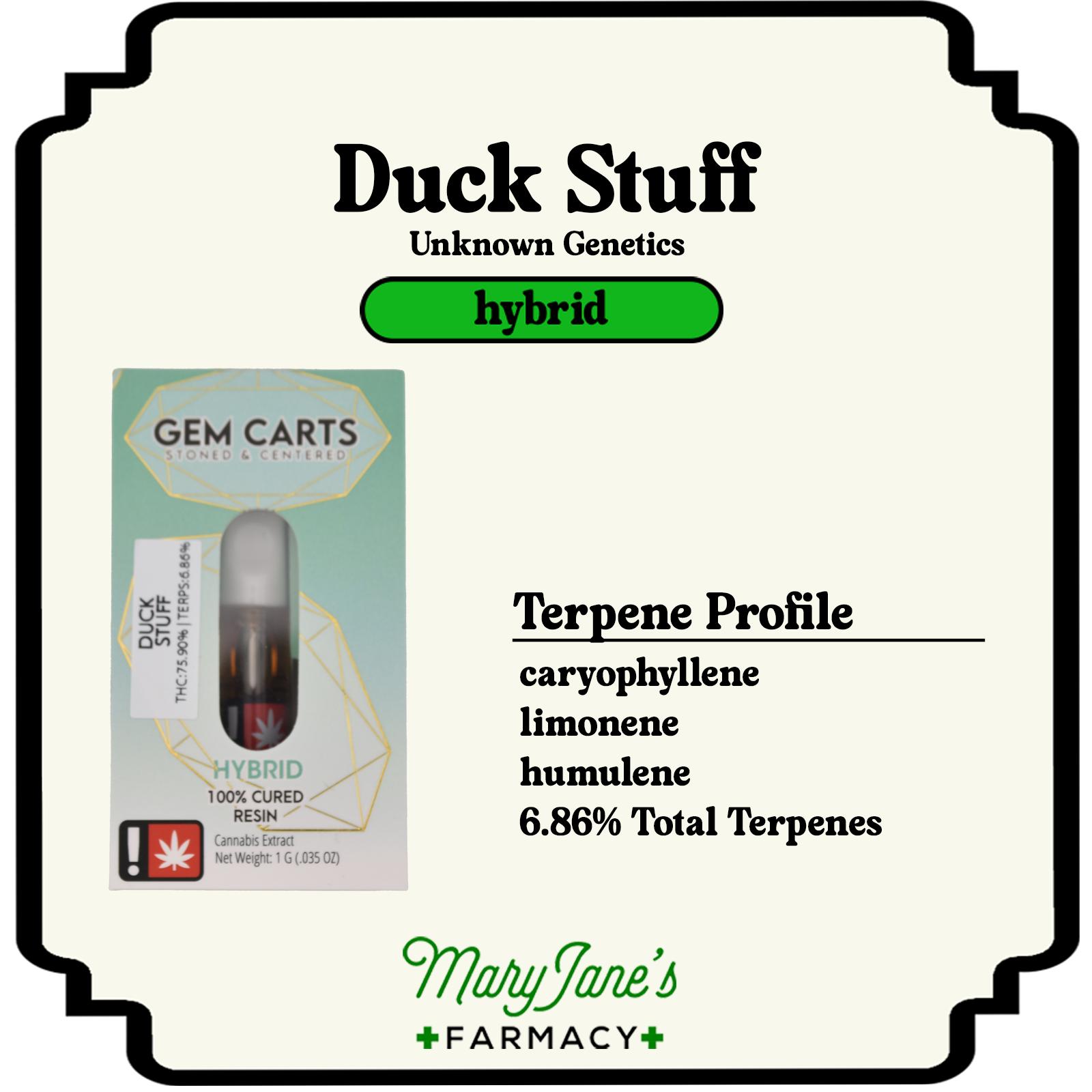 Photograph of product: Duck Stuff Liquid Diamond Cartridge | 1g