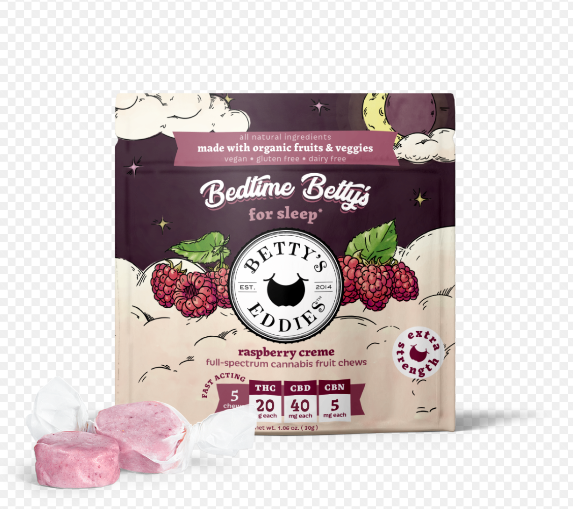 Photograph of product: Bedtime Betty's Raspberry Creme Taffy | 50mg/10pc