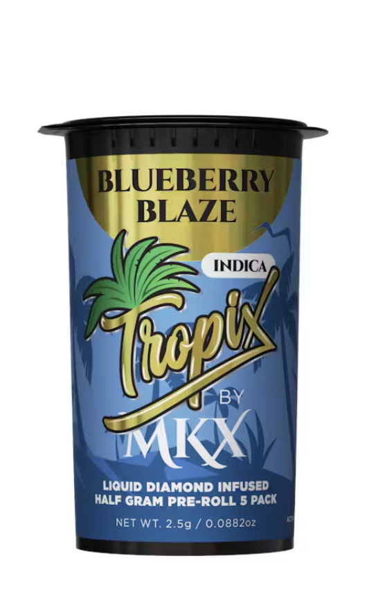 Photograph of product: Blueberry Blaze | .5G 5-Pack Liquid Diamond Infused Pre-Rolls