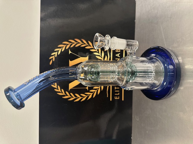 Photograph of product: 12 inch Urban Glass Double Tree Perc w/ Bent Mouthpiece | Teal