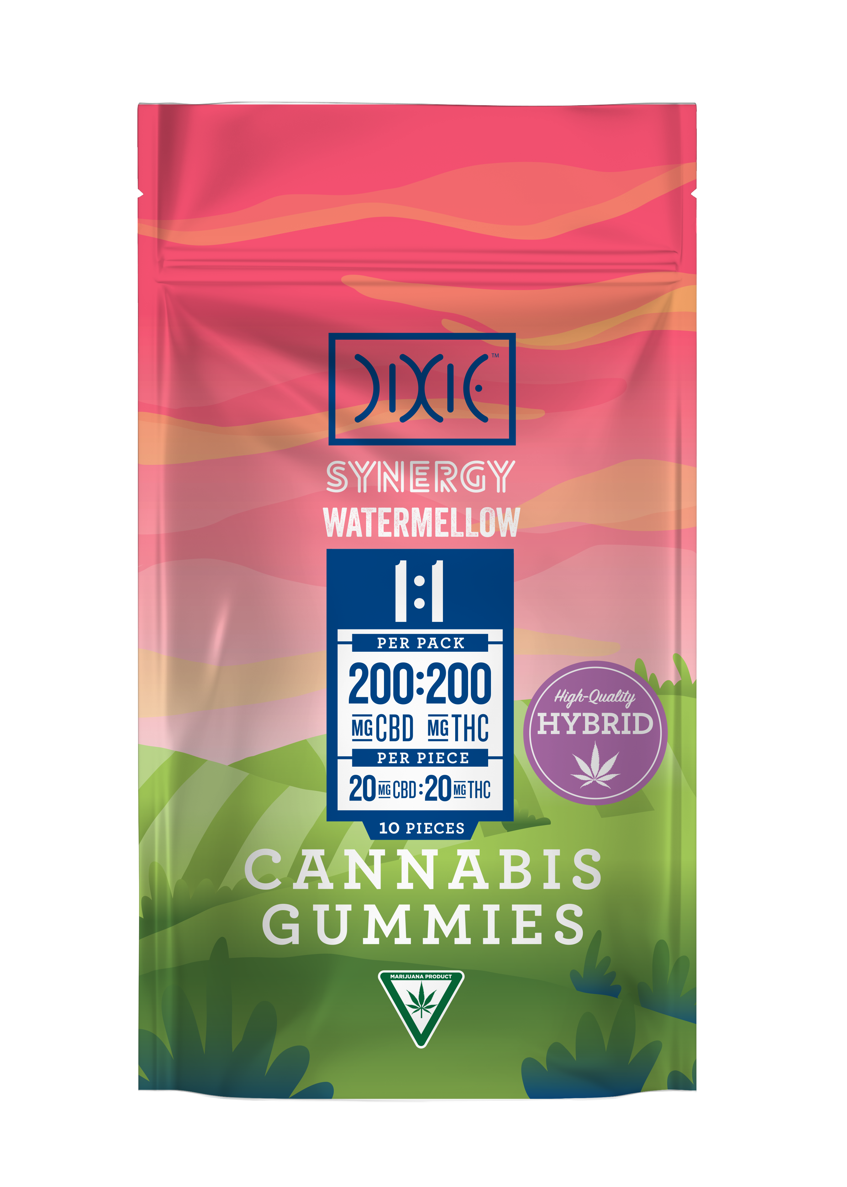 Photograph of product: Dixie | 200mg Gummies | Synergy Watermellow 1:1