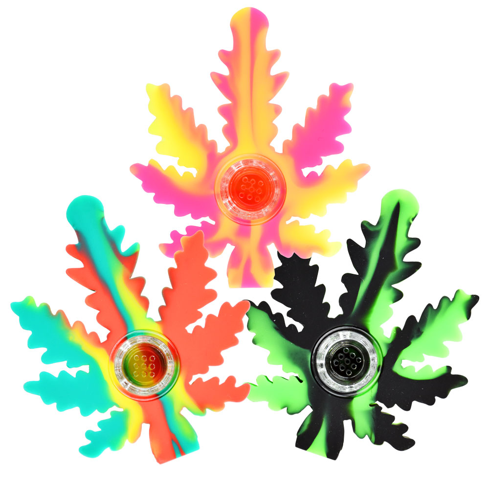 Photograph of product: 4" Silicone Leaf Hand Pipe