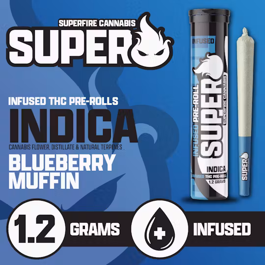 Photograph of product: Superfire - Blueberry Muffin Infused Preroll