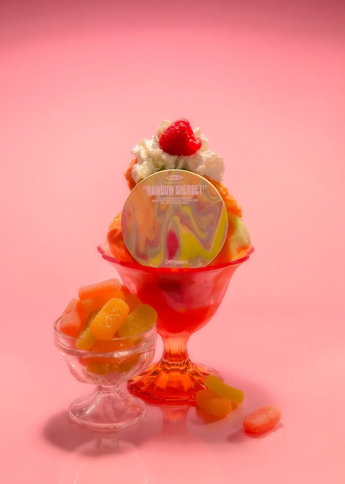 Photograph of product: Off Hours - Rainbow Sherbet - Live Rosin Gummies - 100mg
