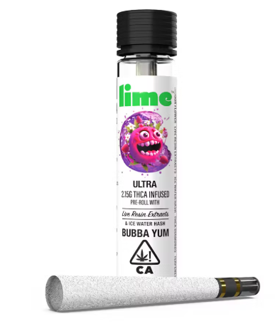 Photograph of product: LIME BUBBA YUM 2.15G INFUSED PREROLL