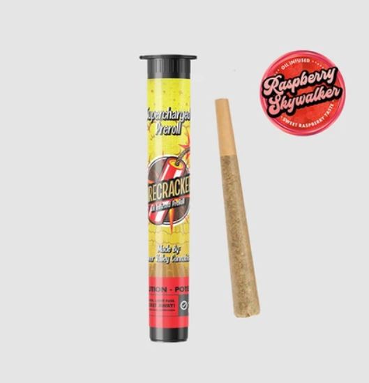 Photograph of product: Firecrackers | Raspberry Skywalker OG Infused Pre-roll 1g