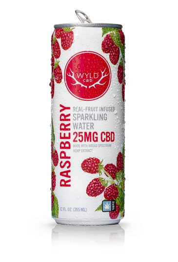 Photograph of product: Wyld Hemp - Raspberry Sparkling CBD Water