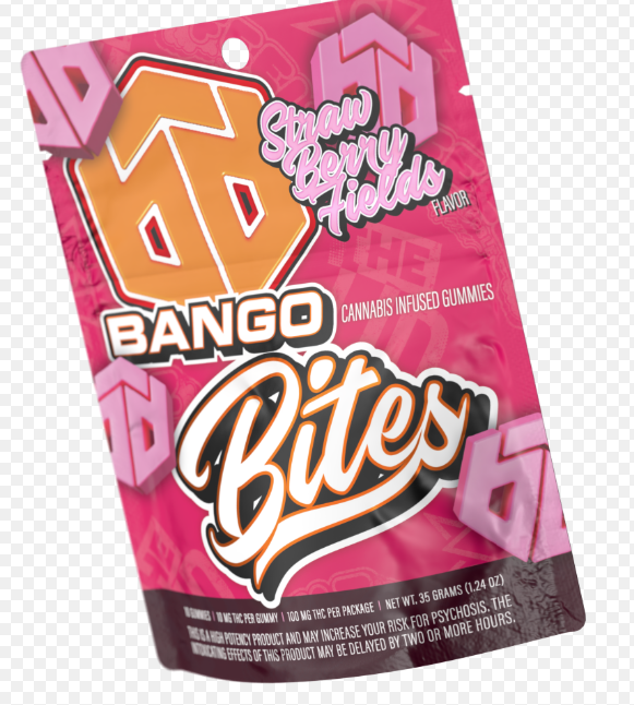 Photograph of product: Strawberry Fields - Bango Bites 10pk | 100mg