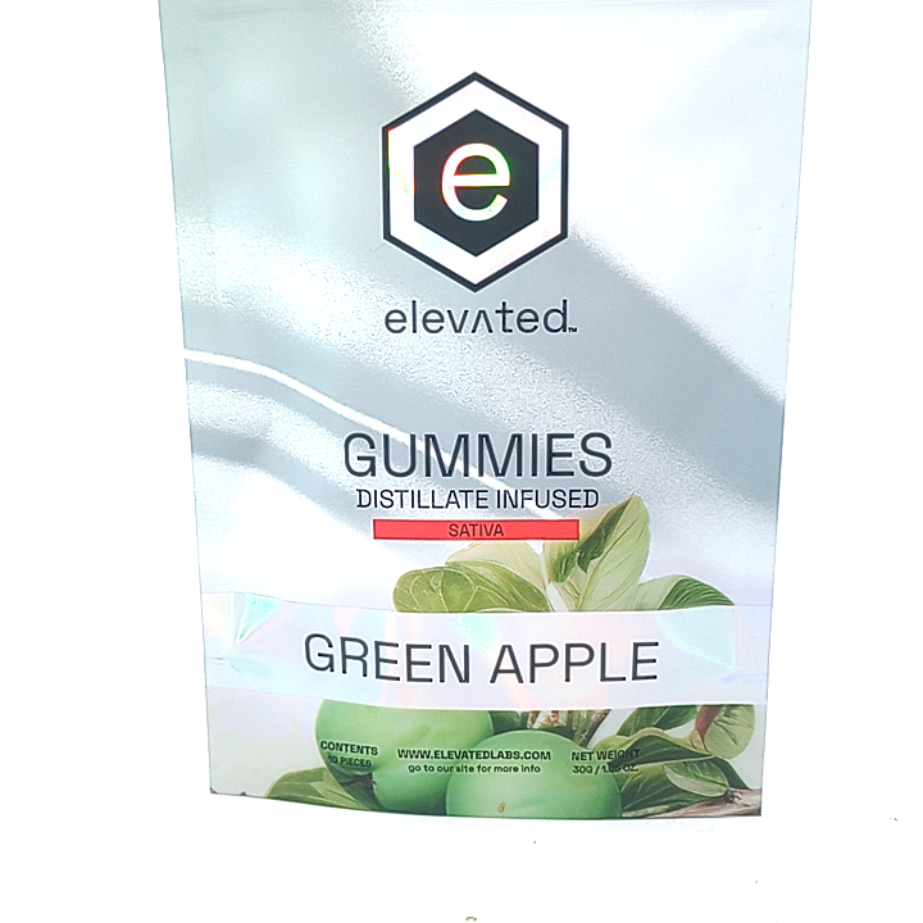 Photograph of product: Elevated - Gummies - 100mg - Distillate - Oui'd - Green Apple