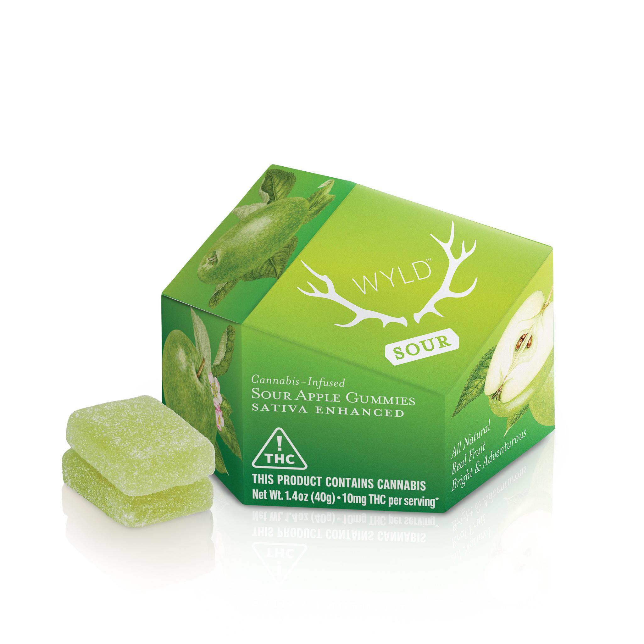 Photograph of product: Wyld Gummy Sour Green Apple 100mg 10pk