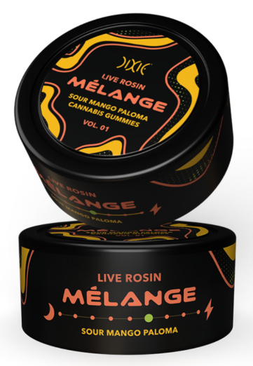 Photograph of product: Dixie Melange Sour Mango Paloma Live Rosin Gummies 200mg