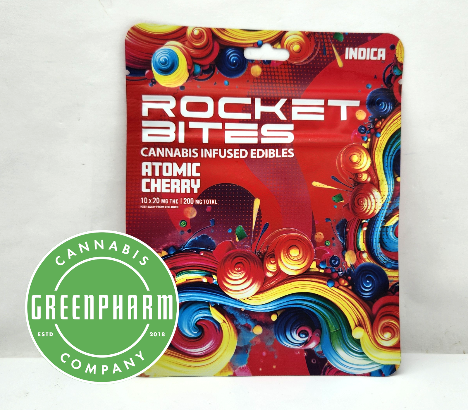 Photograph of product: Edible | Rocket Bites | Atomic Cherry Gummies | 200mg