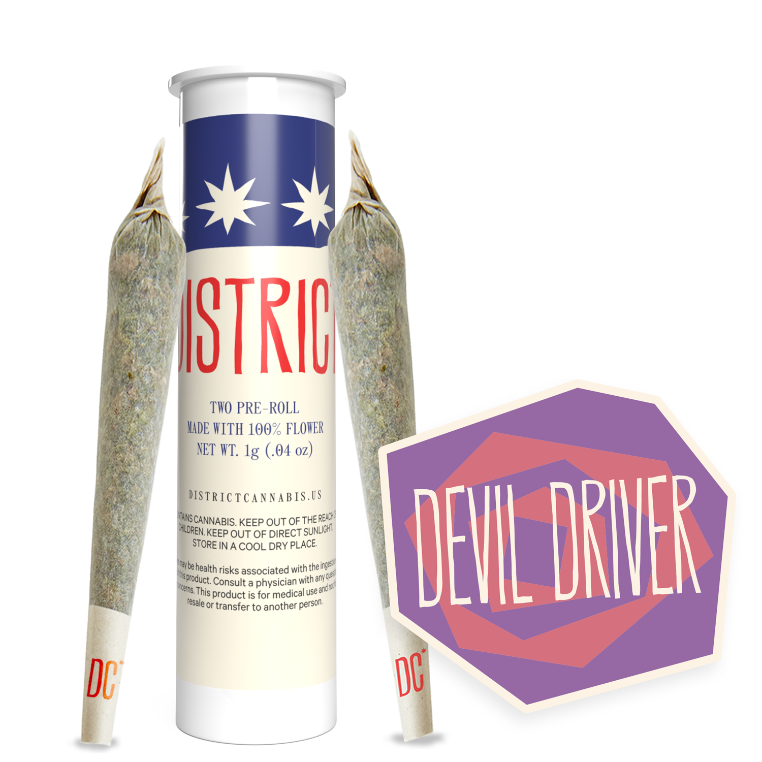 Photograph of product: Devil Driver Pre-rolls 0.5g x 2pk | 1g