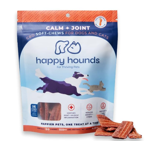 Photograph of product: Happy Hounds | Calm + Joint Bacon Strips for Pets