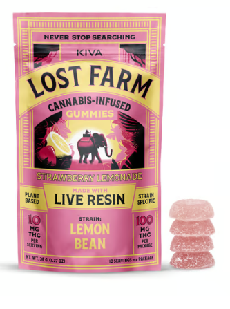 Photograph of product: LOST FARM STRAWBERRY LEMONADE LIVE RESIN 10PK GUMMIES 100MG