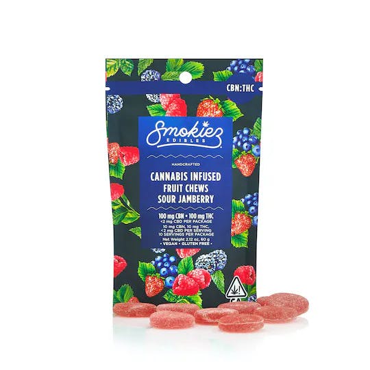 Photograph of product: Jamberry 1:1 CBN Fruit Chews | Smokiez - 